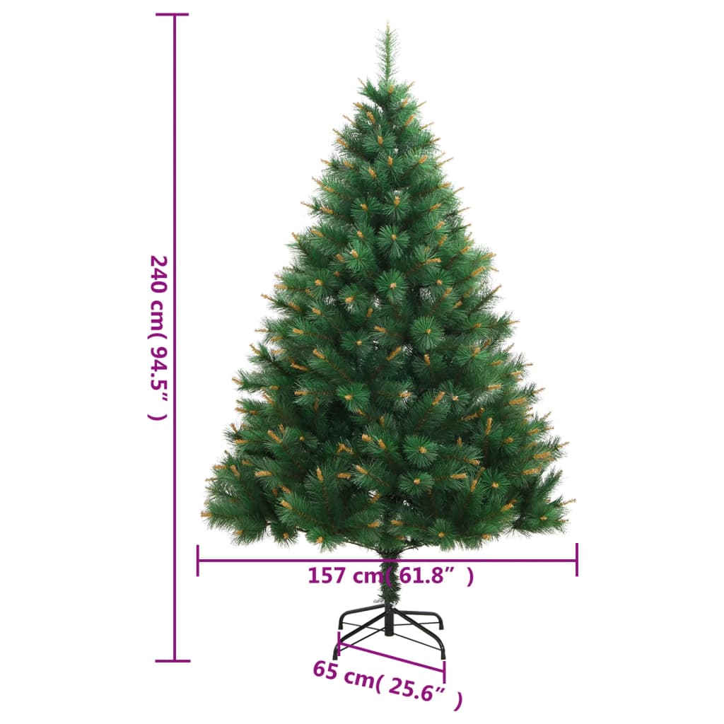 vidaXL Artificial Hinged Christmas Tree with Stand 240 cm - Green - 55043