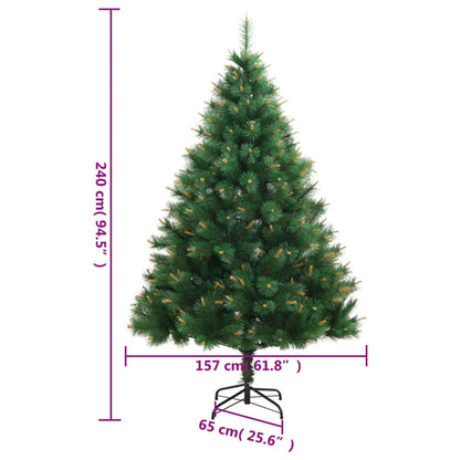 vidaXL Artificial Hinged Christmas Tree with Stand 240 cm - Green - 55043
