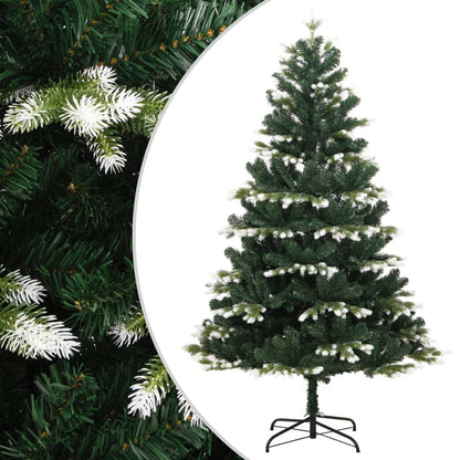 vidaXL Artificial Hinged Christmas Tree with Flocked Snow 150 cm - Green - 55057