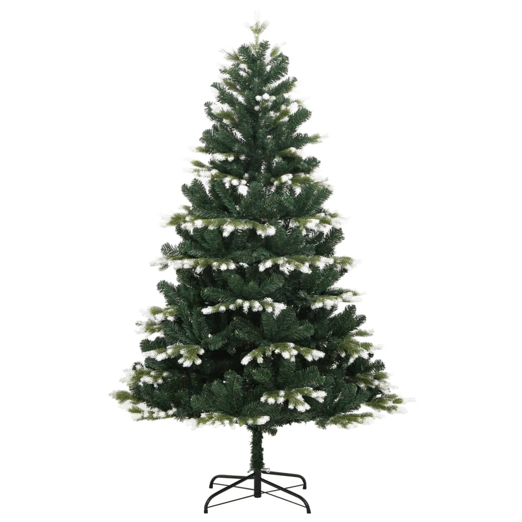 vidaXL Artificial Hinged Christmas Tree with Flocked Snow 150 cm - Green - 55057