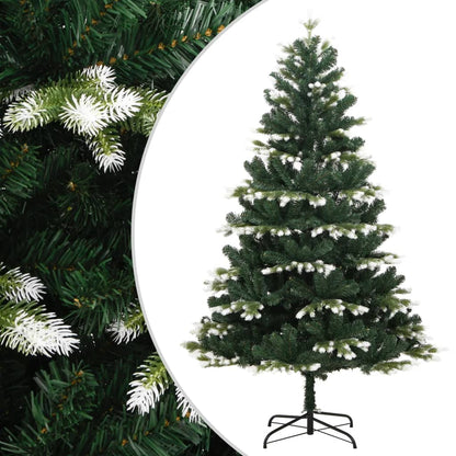 vidaXL Artificial Hinged Christmas Tree with Flocked Snow 210 cm - Green - 55069