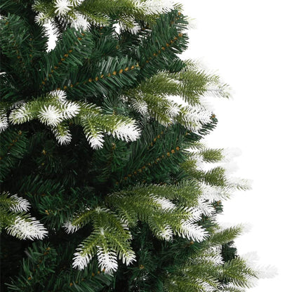 vidaXL Artificial Hinged Christmas Tree with Flocked Snow 210 cm - Green - 55069