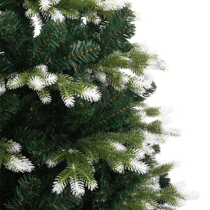 vidaXL Artificial Hinged Christmas Tree with Flocked Snow 240 cm - Green - 55076