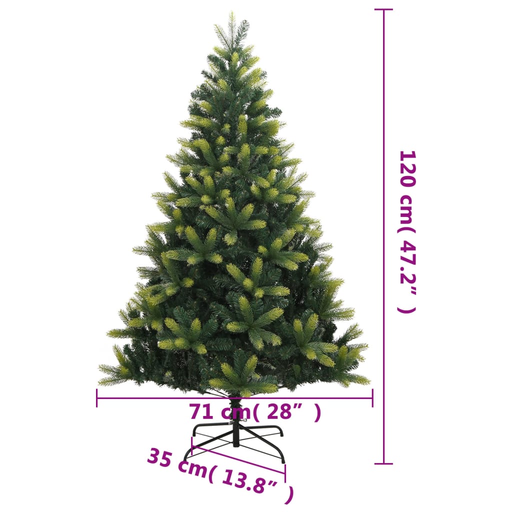 vidaXL Artificial Hinged Christmas Tree with Stand 120 cm - Green