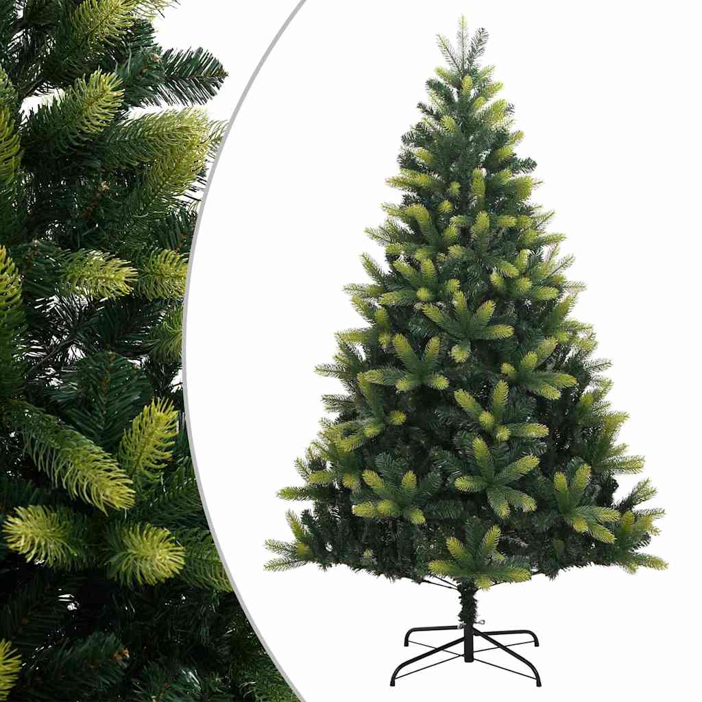 vidaXL Artificial Hinged Christmas Tree with Stand 210 cm - Green - 55106