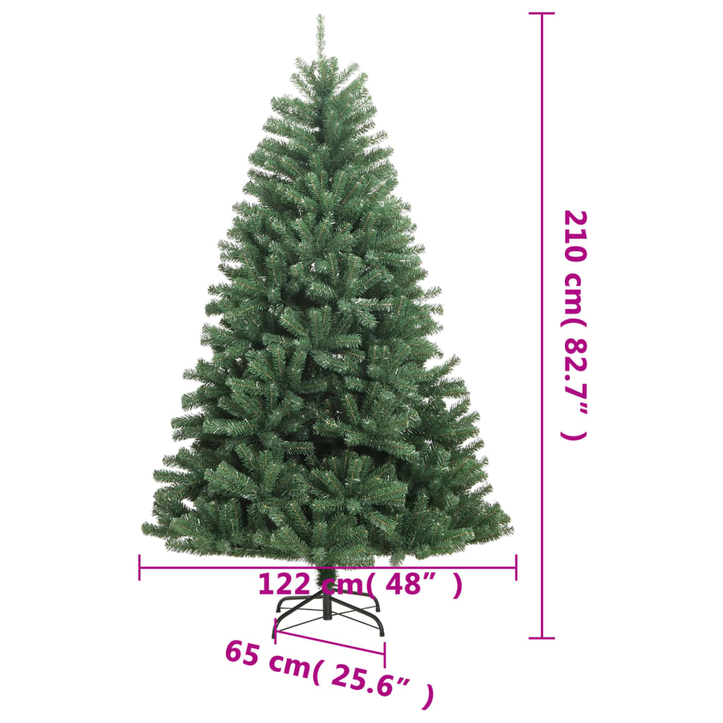vidaXL Artificial Hinged Christmas Tree with Stand Green 210 cm