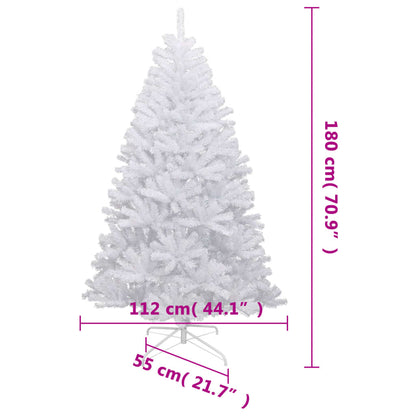 vidaXL Artificial Hinged Christmas Tree with Flocked Snow 180 cm - White