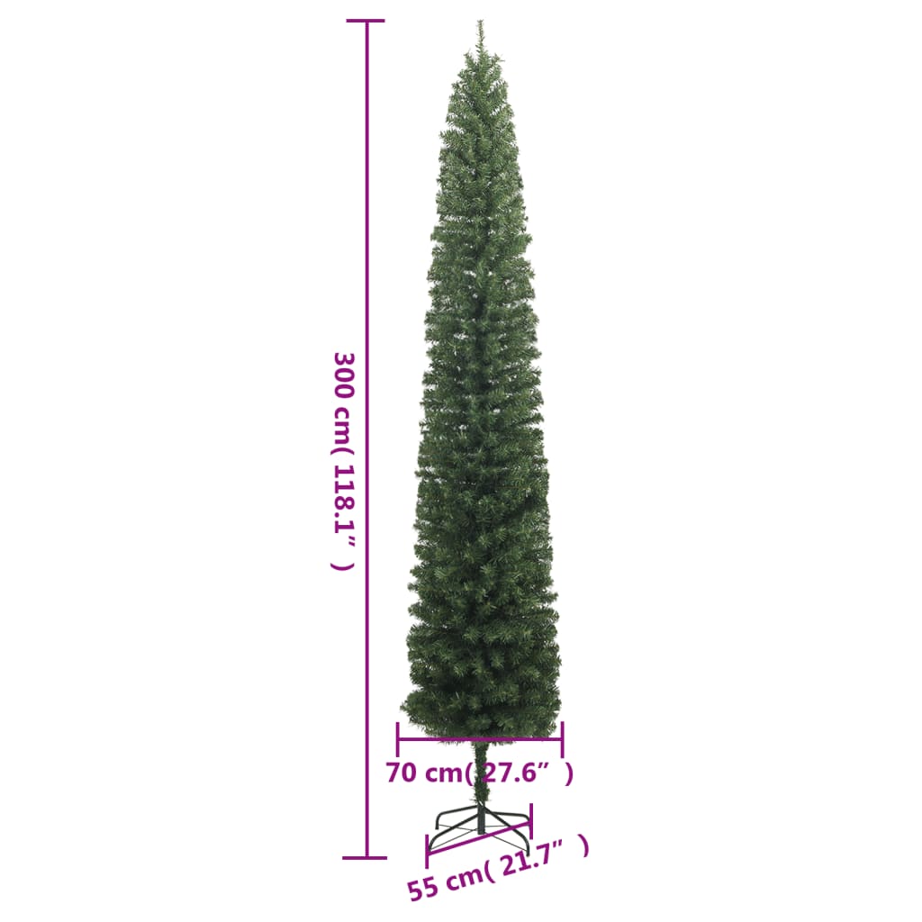 vidaXL Slim Christmas Tree with Stand 300 cm PVC - Green