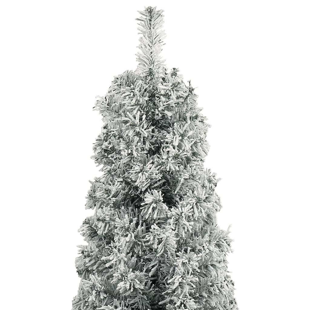 vidaXL Slim Christmas Tree with Stand and Flocked Snow 270 cm PVC - White