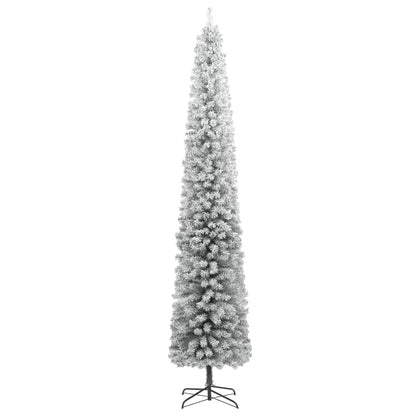 vidaXL Slim Christmas Tree with Stand and Flocked Snow 300 cm PVC - White