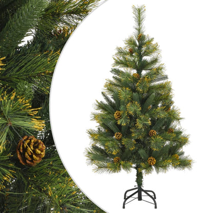 vidaXL Artificial Hinged Christmas Tree with Cones 120 cm - Green
