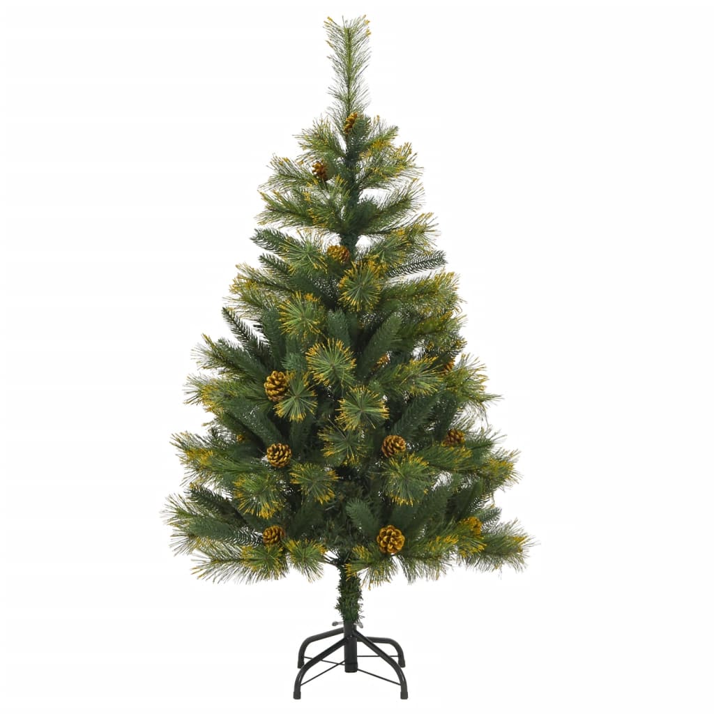 vidaXL Artificial Hinged Christmas Tree with Cones 120 cm - Green