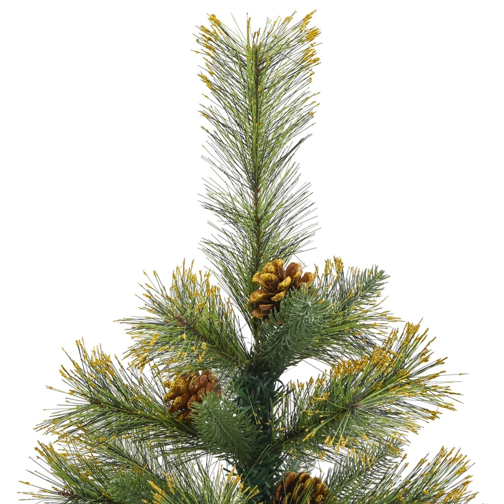 vidaXL Artificial Hinged Christmas Tree with Cones 120 cm - Green