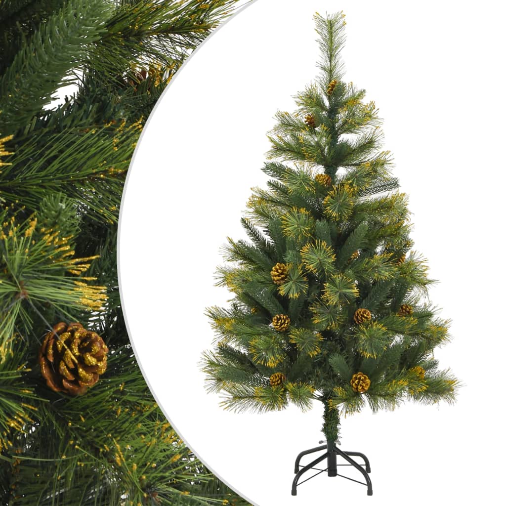vidaXL Artificial Hinged Christmas Tree with Cones 150 cm - Green