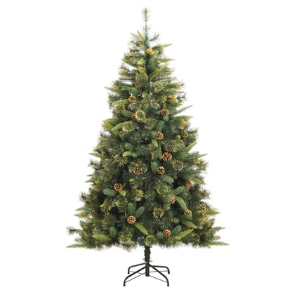 vidaXL Artificial Hinged Christmas Tree with Cones 180 cm - Green
