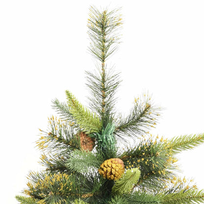 vidaXL Artificial Hinged Christmas Tree with Cones 180 cm - Green