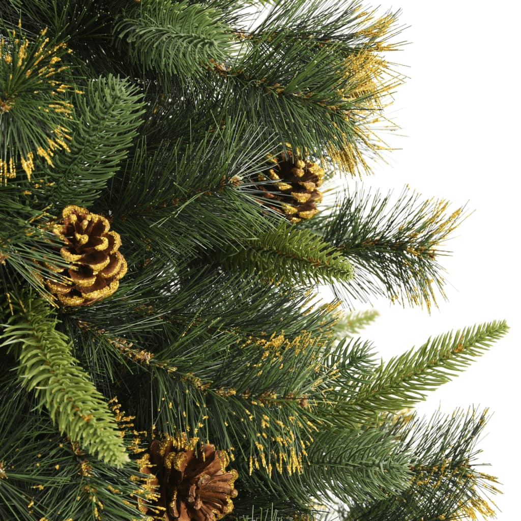 vidaXL Artificial Hinged Christmas Tree with Cones 180 cm - Green