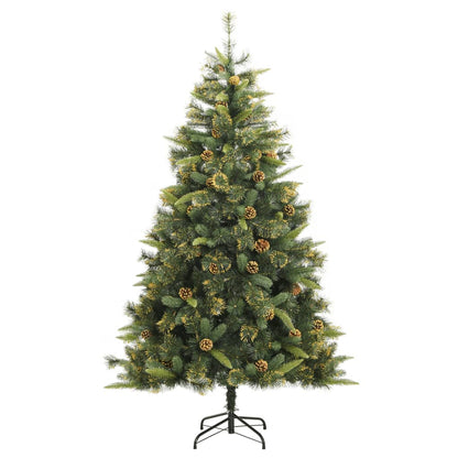 vidaXL Artificial Hinged Christmas Tree with Cones 240 cm - Green