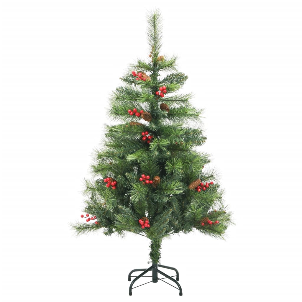 vidaXL Artificial Hinged Christmas Tree with Cones and Berries 150 cm - Green