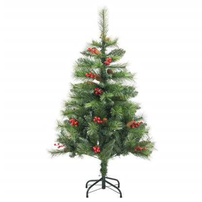 vidaXL Artificial Hinged Christmas Tree with Cones and Berries 150 cm - Green