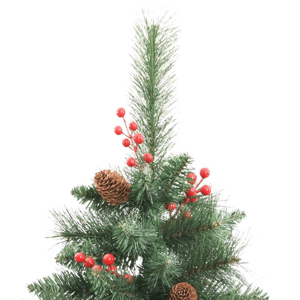 vidaXL Artificial Hinged Christmas Tree with Cones and Berries 210 cm - Green