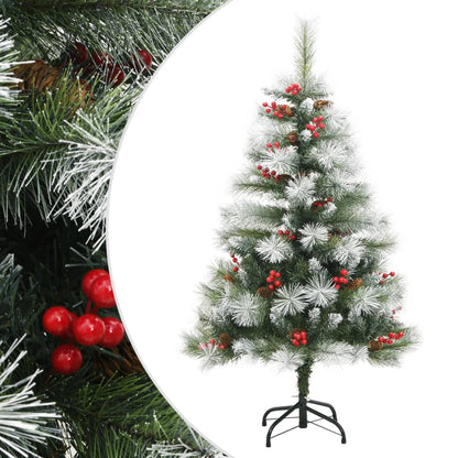 vidaXL Artificial Hinged Christmas Tree with Cones and Berries 120 cm - White