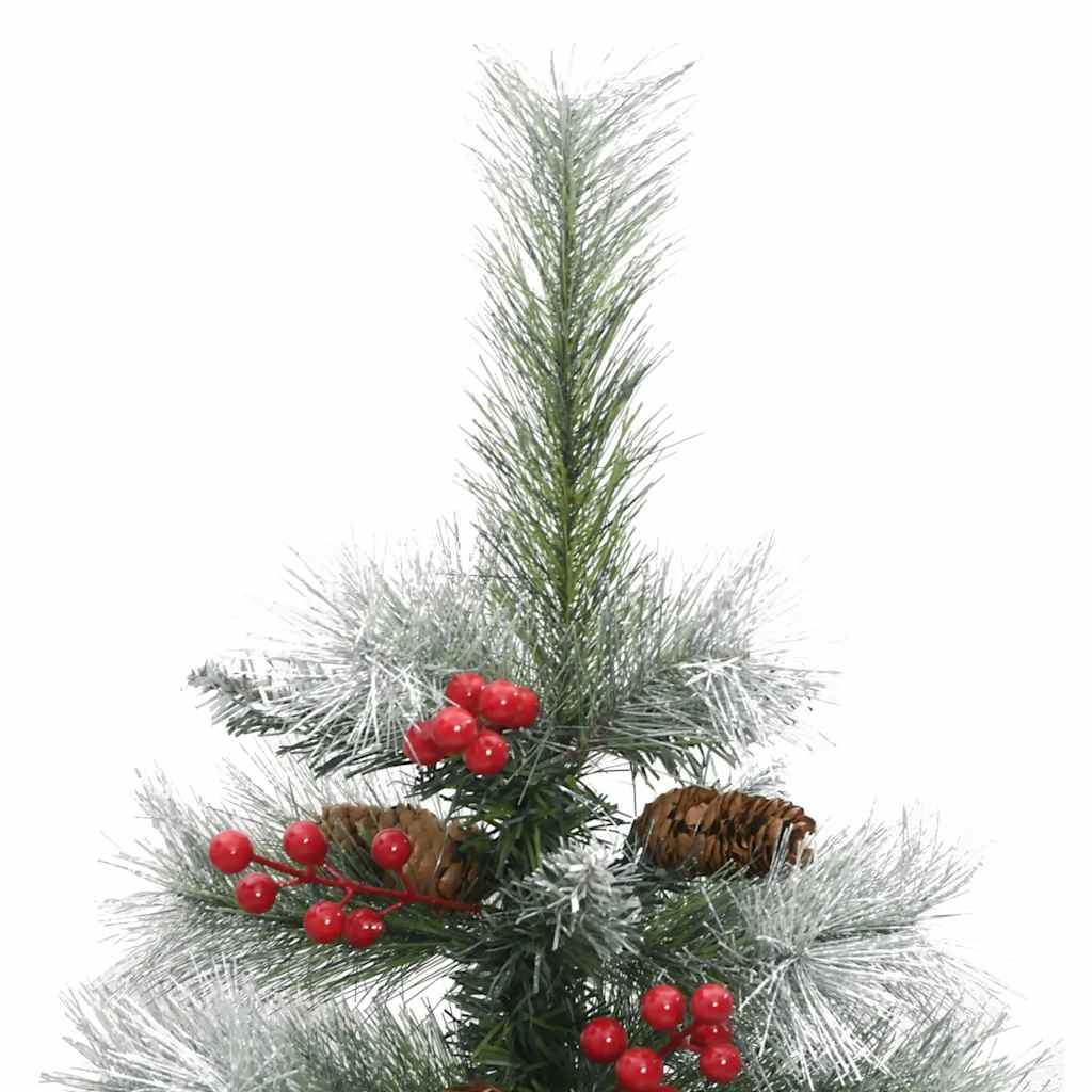vidaXL Artificial Hinged Christmas Tree with Cones and Berries 120 cm - White