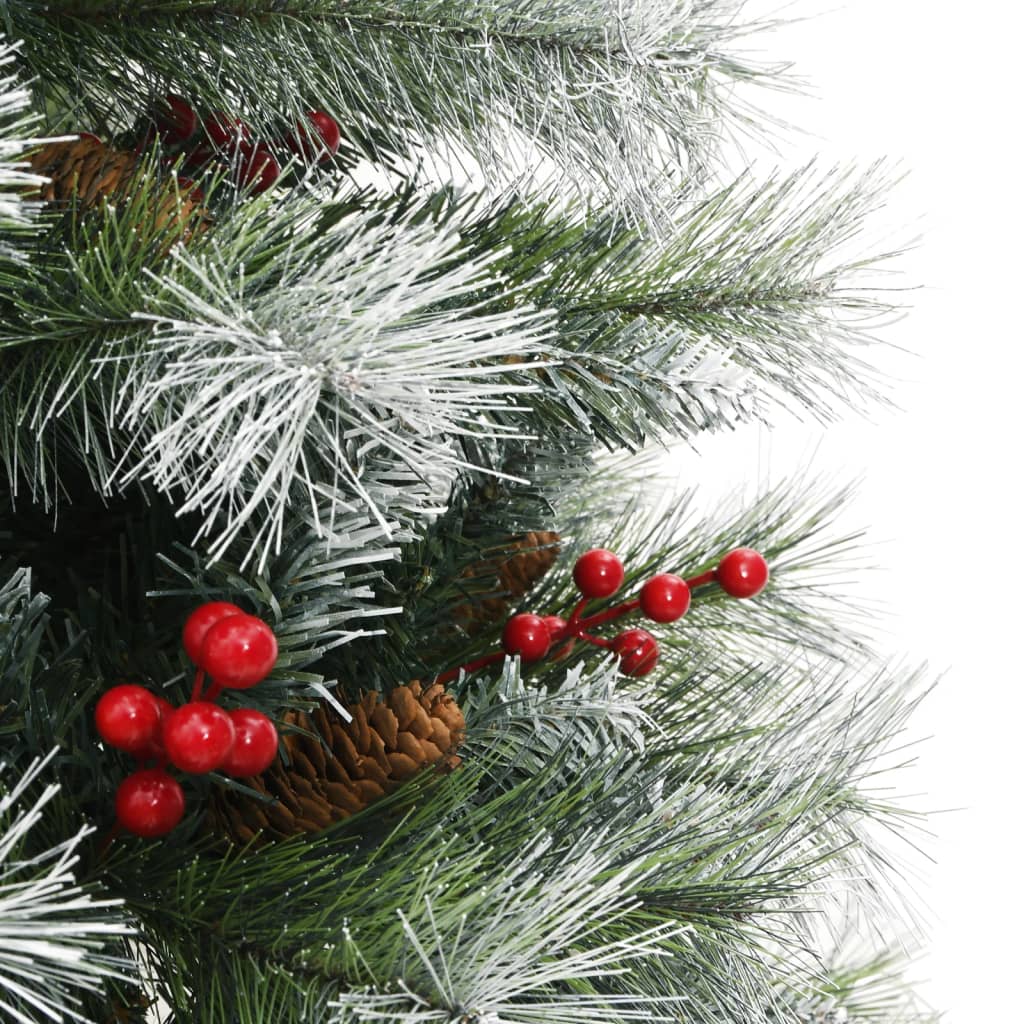 vidaXL Artificial Hinged Christmas Tree with Cones and Berries 120 cm - White