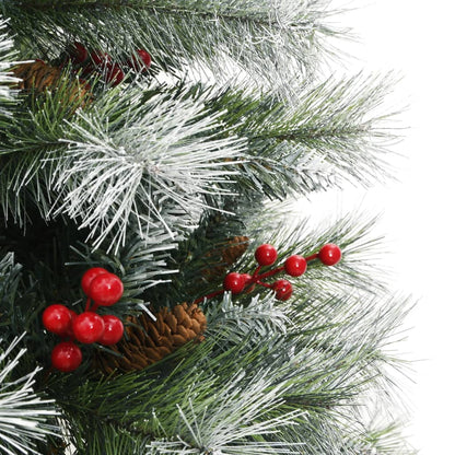 vidaXL Artificial Hinged Christmas Tree with Cones and Berries 120 cm - White