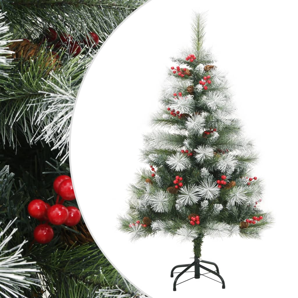 vidaXL Artificial Hinged Christmas Tree with Cones and Berries 150 cm - White