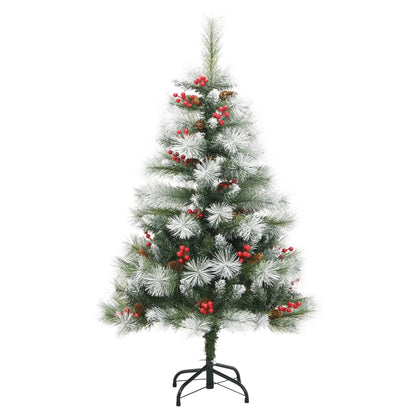 vidaXL Artificial Hinged Christmas Tree with Cones and Berries 150 cm - White
