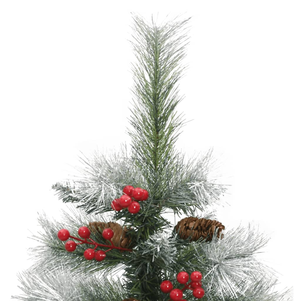 vidaXL Artificial Hinged Christmas Tree with Cones and Berries 150 cm - White