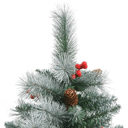 vidaXL Artificial Hinged Christmas Tree with Cones and Berries 210 cm - White