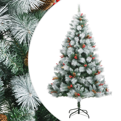 vidaXL Artificial Hinged Christmas Tree with Cones and Berries 240 cm - White