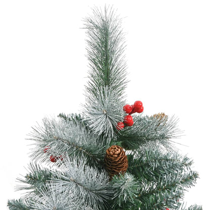 vidaXL Artificial Hinged Christmas Tree with Cones and Berries 240 cm - White