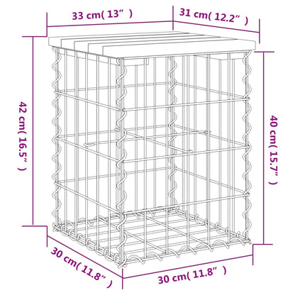 vidaXL Garden Bench Gabion Design 33x31x42 cm Solid Wood Pine - Brown
