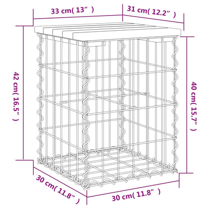 vidaXL Garden Bench Gabion Design 33x31x42 cm Impregnated Wood Pine - Brown
