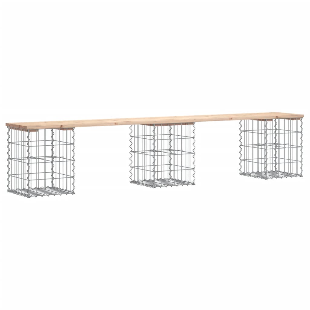 vidaXL Garden Bench Gabion Design 203x31x42 cm Solid Wood Pine - Brown