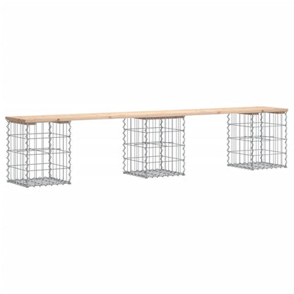 vidaXL Garden Bench Gabion Design 203x31x42 cm Solid Wood Pine - Brown