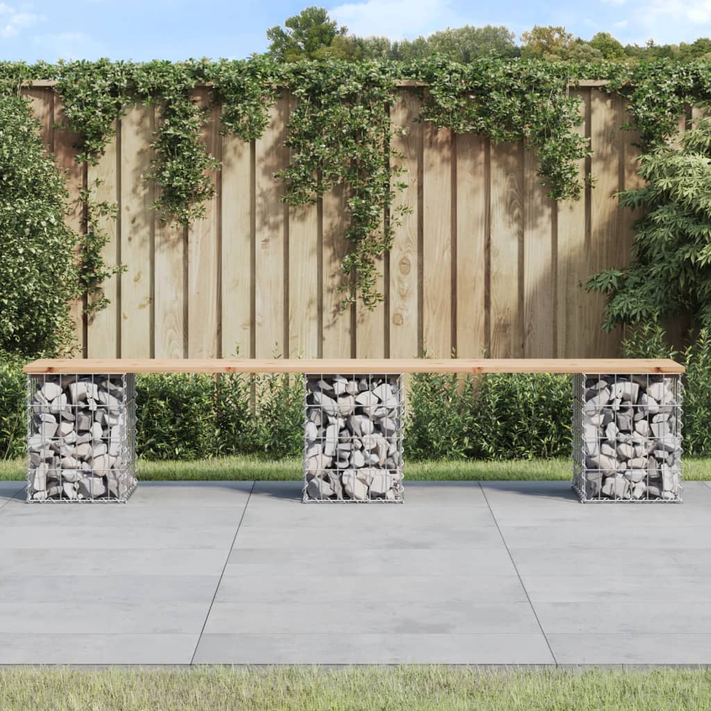 vidaXL Garden Bench Gabion Design 203x31x42 cm Solid Wood Pine - Brown