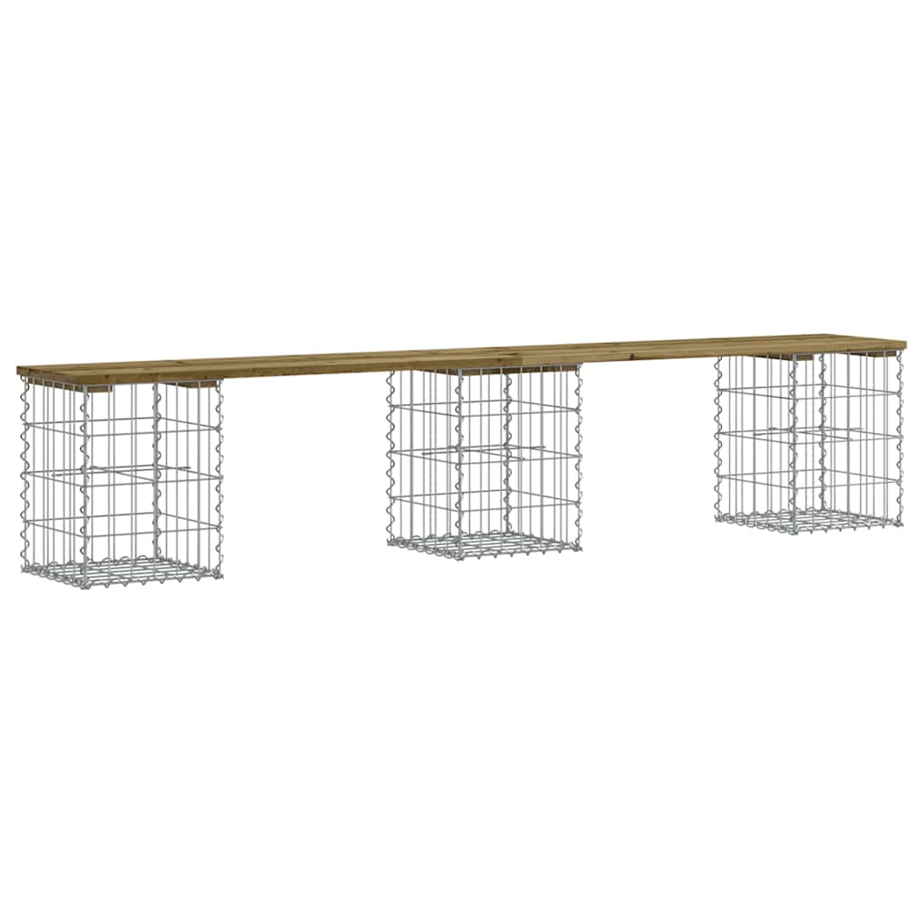 vidaXL Garden Bench Gabion Design 203x31x42 cm Impregnated Wood Pine - Brown