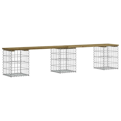 vidaXL Garden Bench Gabion Design 203x31x42 cm Impregnated Wood Pine - Brown