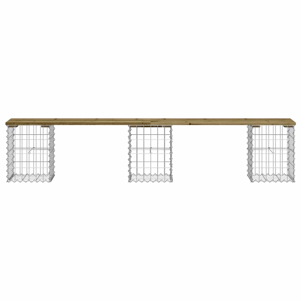 vidaXL Garden Bench Gabion Design 203x31x42 cm Impregnated Wood Pine - Brown