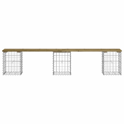 vidaXL Garden Bench Gabion Design 203x31x42 cm Impregnated Wood Pine - Brown