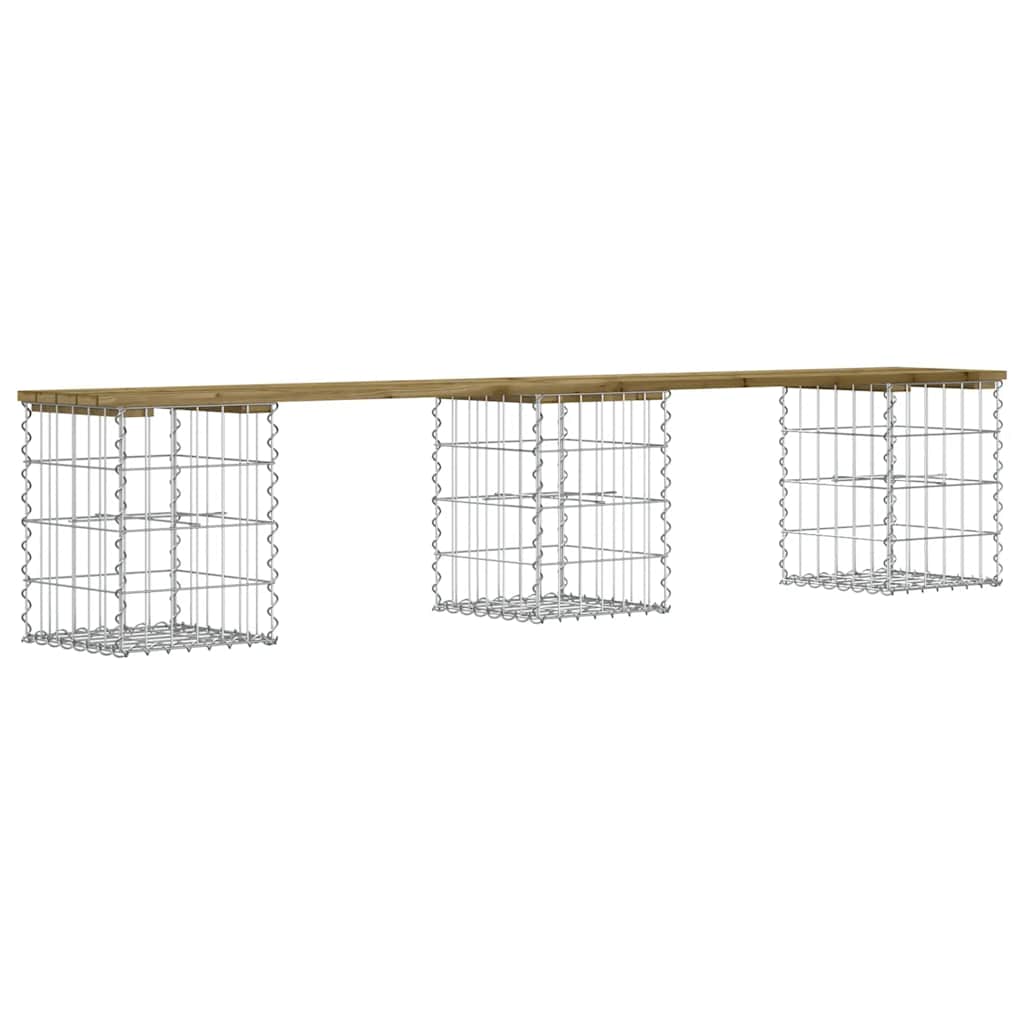 vidaXL Garden Bench Gabion Design 203x31x42 cm Impregnated Wood Pine - Brown
