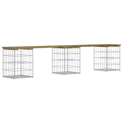 vidaXL Garden Bench Gabion Design 203x31x42 cm Impregnated Wood Pine - Brown