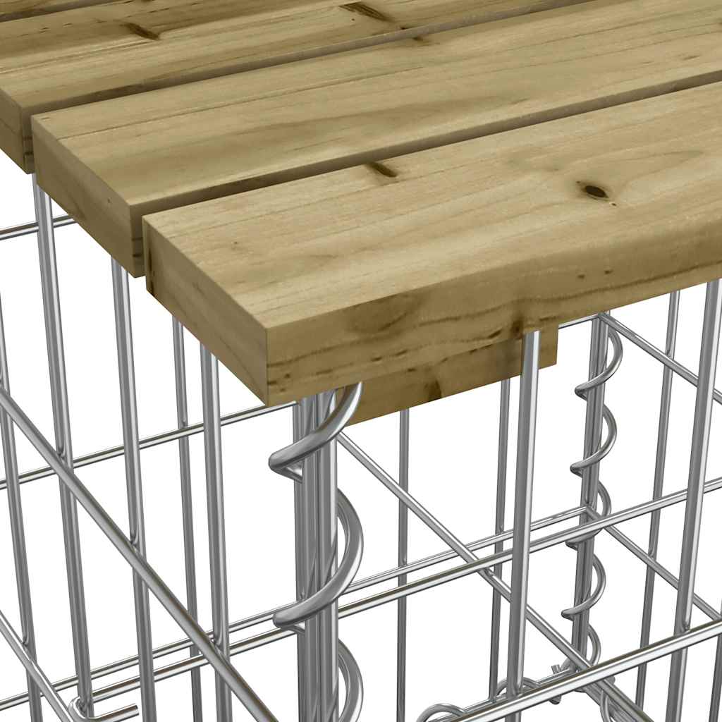 vidaXL Garden Bench Gabion Design 203x31x42 cm Impregnated Wood Pine - Brown