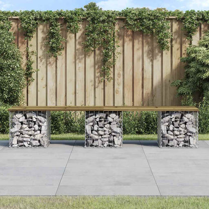 vidaXL Garden Bench Gabion Design 203x31x42 cm Impregnated Wood Pine - Brown