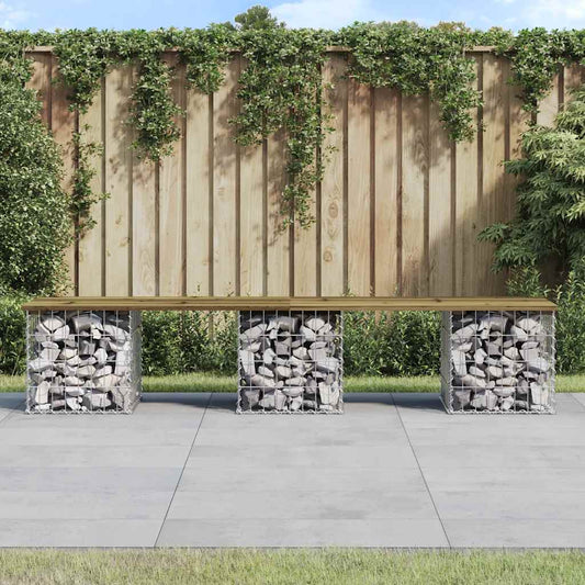 vidaXL Garden Bench Gabion Design 203x31x42 cm Impregnated Wood Pine - Brown