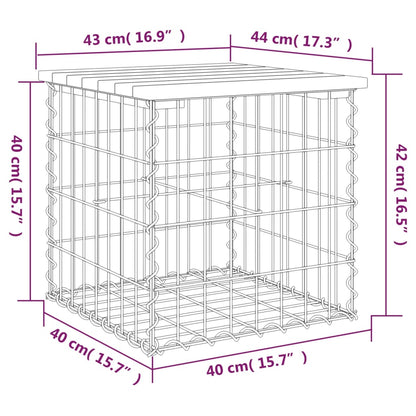 vidaXL Garden Bench Gabion Design 43x44x42 cm Solid Wood Pine - Brown